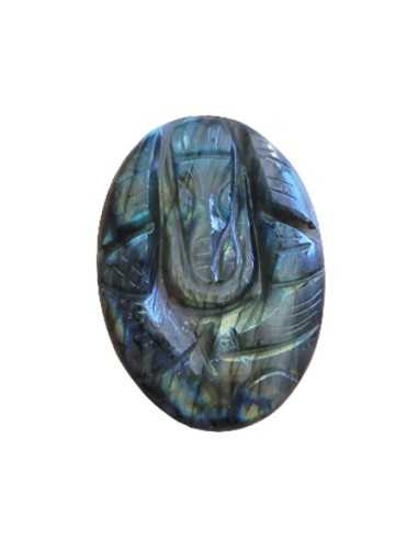 Palet gravé Ganesh 5cm en Labradorite