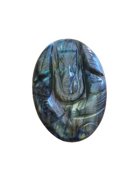 Palet gravé Ganesh 5cm en Labradorite